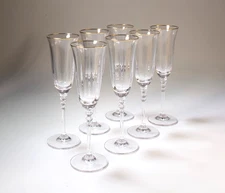 Beautiful Set of 7 Mikasa Sonata Gold Champagne Flute 9-7/8" Lead Crystal Mint