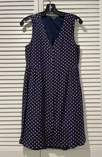 MADEWELL Navy Blue White Polka Dot Silk Sleeveless Shirt Dress sz.S