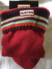 Hunter Original Tall Fleece Welly Boot Socks in Red Kids Size MM New In Box