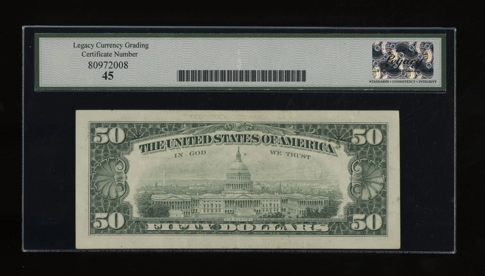 DBR 1988 $50 FRN New York Fr. 2123-B Legacy 45 Serial B90819979A - Image 2 of 2