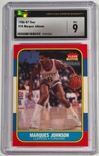 1986 Fleer #54 Marques Johnson CSG 9 Mint Clippers