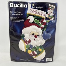 Vintage 1997 Bucilla Holly Jolly Santa 18" Felt Christmas Stocking Kit 83661