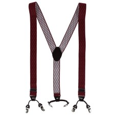 CTM Men's Subtle Diamond pattern Y-Back Double Clip-End Suspender