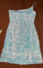WINDSOR IRIDESCENT WHITE SEQUIN MINI BODYCON DRESS Sz M NWOT