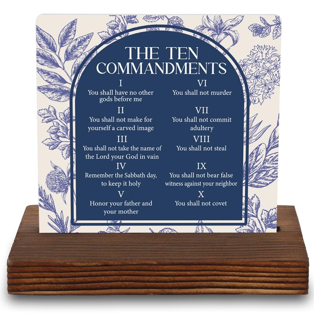 Wall Art, Christian Bible Verse Plaque, Religious Ten Commandments Scripture