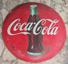 RARE 1950's Original Vintage Coca-Cola 36" Inch Bottle Button Sign Metal