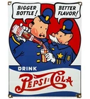VINTAGE PEPSI COLA PORCELAIN SIGN GAS STATION BOTTLE COKE COCA DEW A & W OIL