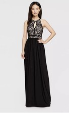 Black Lace Sleeveless Ruched  MAXI Dress 22W Formal Evening GOWN Lace
