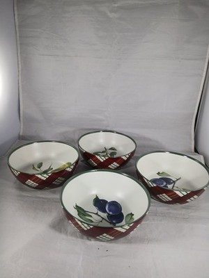 LENOX Winter Greetings Everyday TARTAN Set of 4 Soupbowls 7in PRISTINE COND 