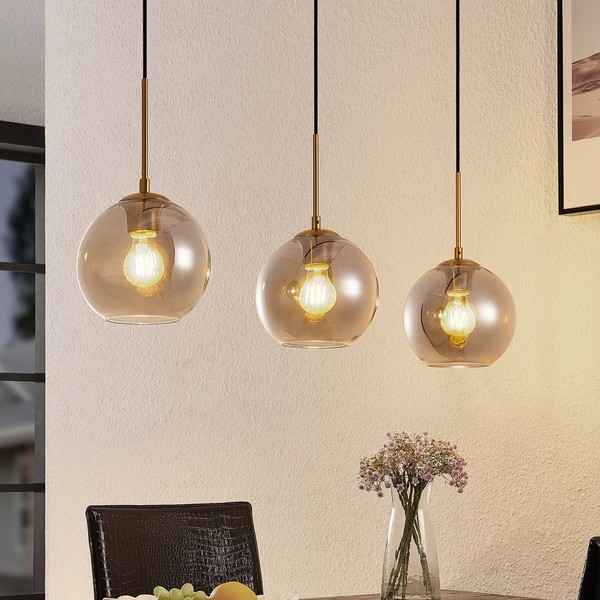 Lindby Pendelleuchte 'Hiwana' (Modern) In Alu Aus Glas (3 Flammig, E27) - HäNgel-image