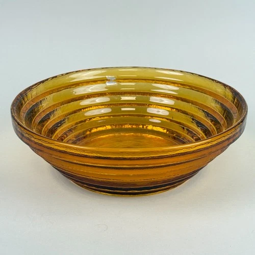 Vintage Blenko Amber Glass Large Bowl 11"