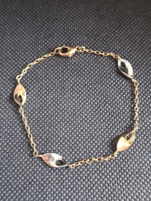 Bracelet Ancien Type Tank En Maille Gourmette, Plaqué Or 18k (750) - Occasion, Style Maille, Sans Marque