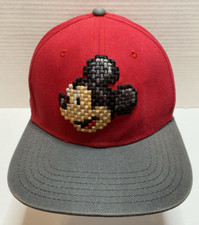 Disney Parks Mickey Mouse Red Snapback YOUTH Hat Pixel Embroidered Logos