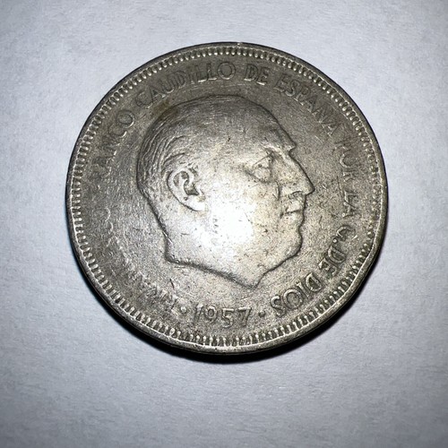 1957 5 PTAS Coin Francisco Franco Caudillo De Espana Por La G. De Dios - Picture 2 of 14