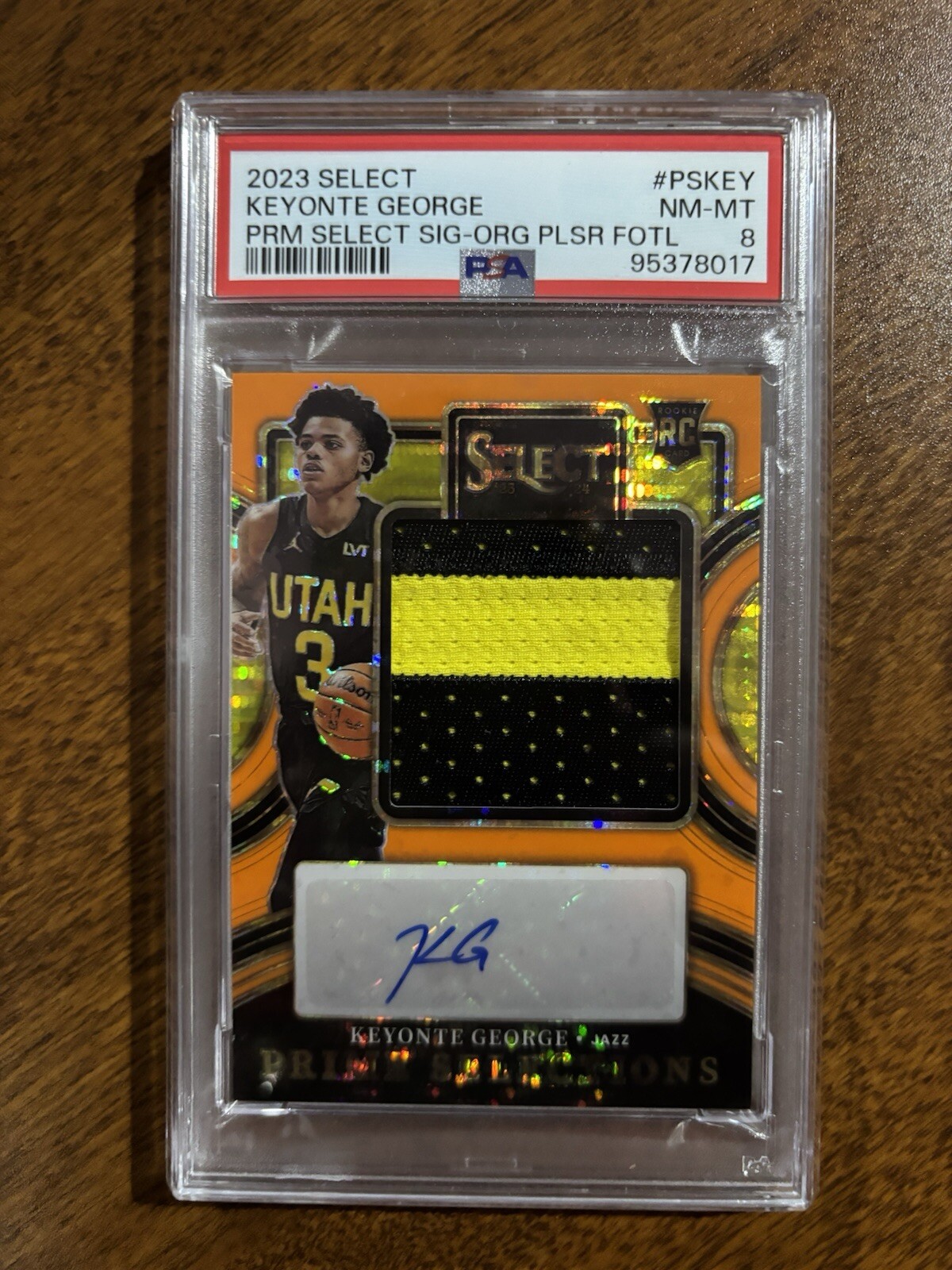 ✨2023-24 Panini Select Keyonte George RC Patch Auto Orange Pulsar FOTL /30 PSA 8