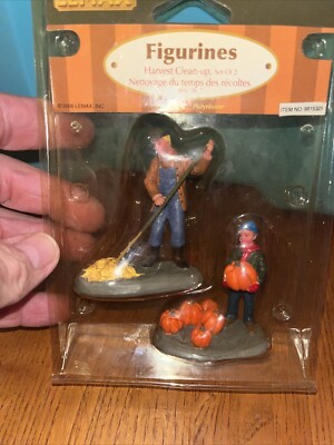 2006 Rare Lemax Village Harvest Clean-up 62245 Set of 2 Retired Figurines