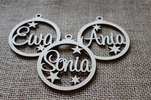Personalised ChristmasTree Bauble Xmas Wood Craft Decoration with YOUR NAME - Picture 4 of 7