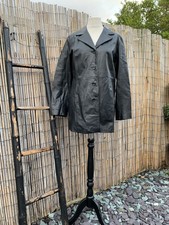 Paul Berman Women's Black Classic Vintage Genuine Grained Leather Jacket Size 16