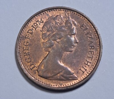 1974 United Kingdom New 1/2 Penny Queen Elizabeth Crown St. Edward