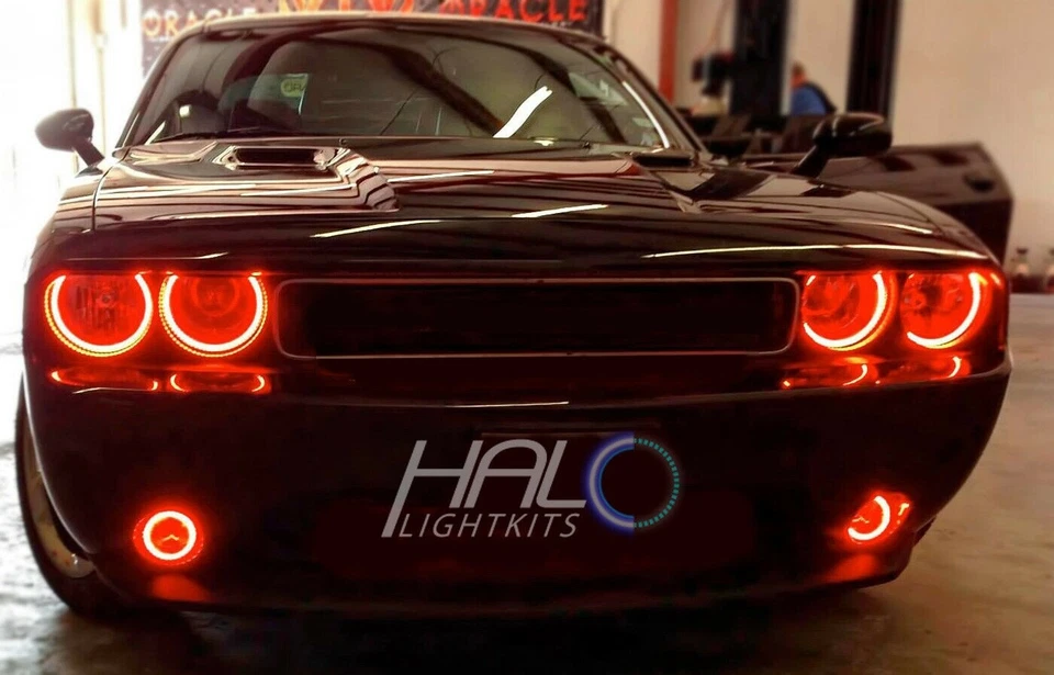 2008-2014 DODGE CHALLENGER RED LED HALO HEADLIGHT LIGHT KIT by ORACLE LIGHTING - Image 3 of 4