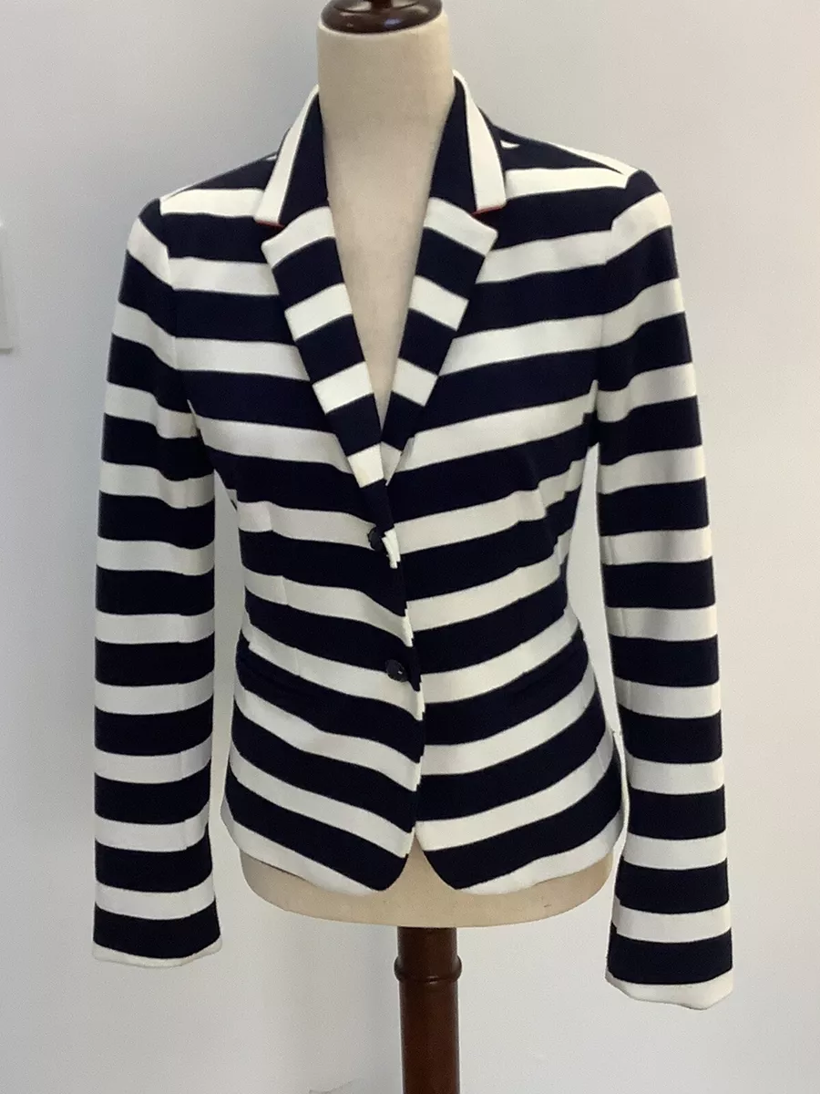 Navy and white clearance striped blazer womens