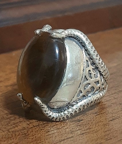 ANELLO ARGENTO 925 UOMO solitario occhio di tigre artiglio drago Ring Sterling $ - Foto 3 di 12