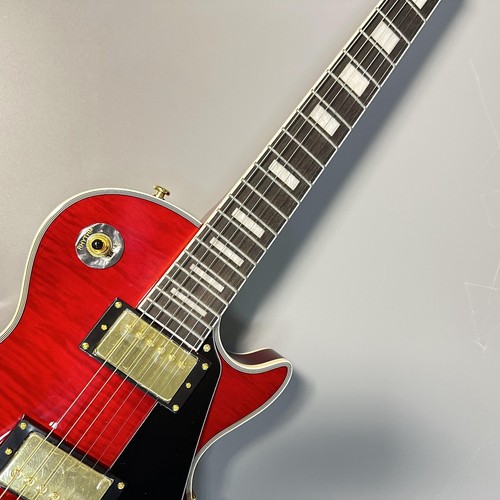 Battipenna Red LP Chitarra Elettrica Corpo Solido Oro Hardware Nero 22 Tasti - Foto 4 di 13