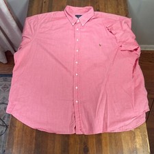 Ralph Lauren Shirt Mens 4XB Red Button Up Chambray Oxford Preppy Casual