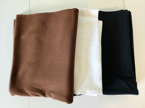 3+ Yards brown white black cotton spandex rib knit fabric lot