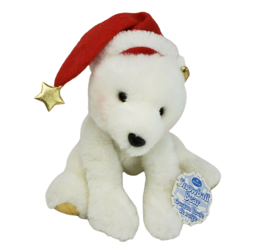 HALLMARK SNOWBALL BEAR WHITE + GOLD CHRISTMAS STUFFED ANIMAL PLUSH