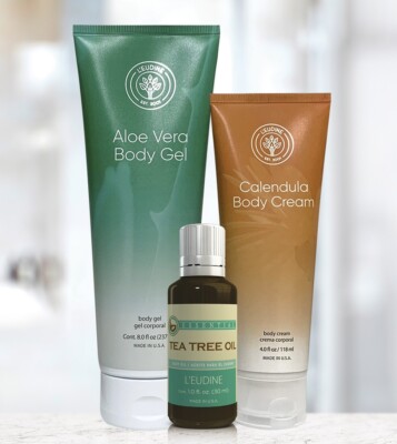 LEUDINE Healthy Face set - Calendula Body Cream, Aloe Vera Gel, Tea tree Oil