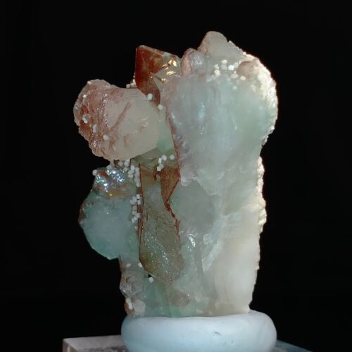 Green Apophyllite & Stilbite coated w/ red Hematite & Chabazite Zeolite 534ct - Picture 8 of 8