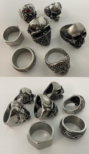 COLECCIÓN 12 ANILLO CALAVERA ACERO QUIRÚRGICO INOXIDABLE COLGANTE PULSERA NUEVOS - Imagen 6 de 9