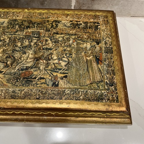 Portagioie vintage fiorentino legno oro specchiato vanità con arte Valois - Italia - Foto 4 di 21
