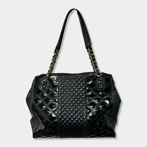 $628 Brooks Brothers Quilted Patent Leather Gold Chain Strap Shoulder Bag Purse
