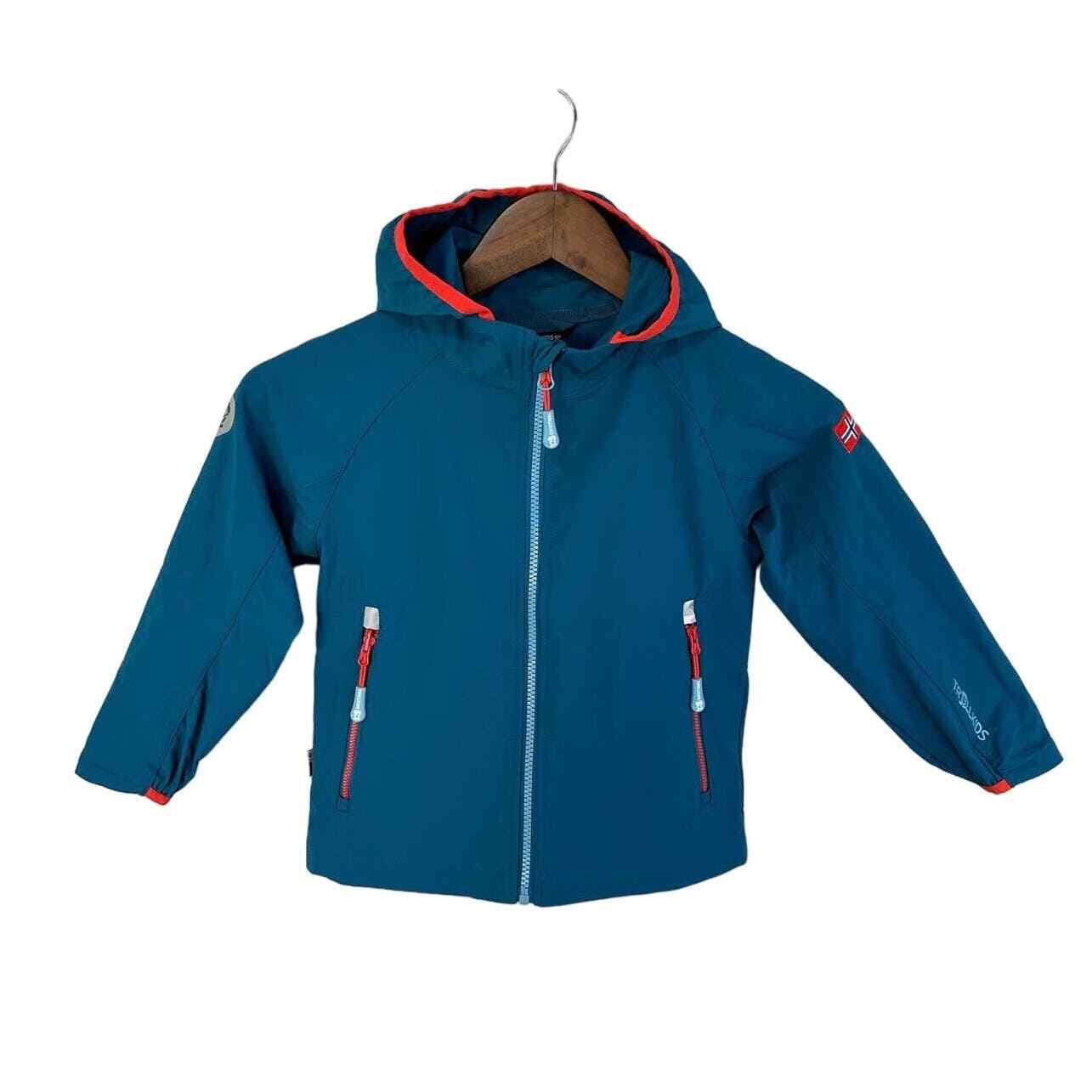Chaqueta Trollkids Softshell con cremallera completa rompevientos forrada de azulada talla 5 6 años