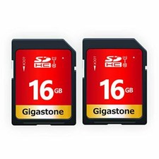 Gigastone 16GB SD Card 2-Pack, Memory Card for Cameras Full HD Video SDHC U1 C10