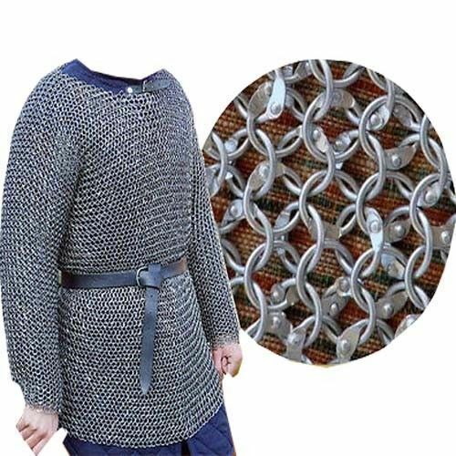 Camisa de cota de malla de aluminio ligera, cota de malla medieval...
