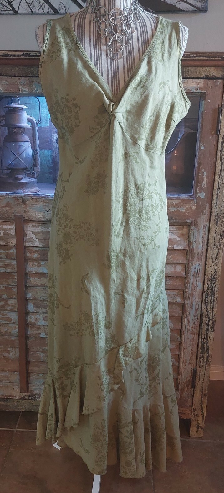 Boho Sundress for Women Size 16 Flowy Long Maxi Dress with Ruffle Details-image