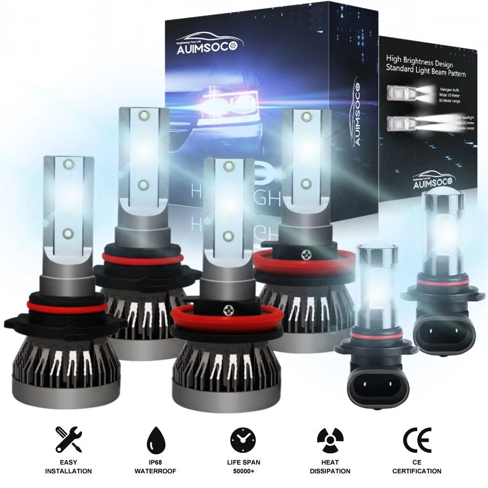 For 2011-2017 RAM 1500 2500 3500 6x LED Combo Headlight Kit Hi/Lo Beam+Fog Bulbs