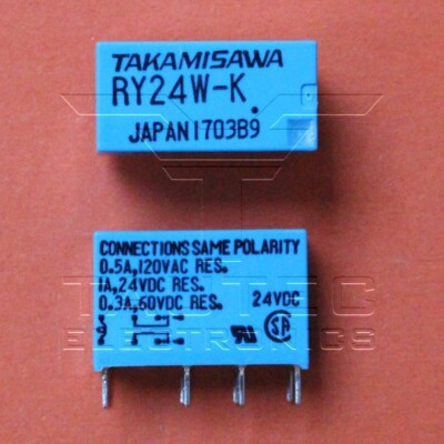 5 STK. RY24W-K TAKAMISAWA  24VDC RELAIS DPDT  2xUM 1A  2.88K 5pcs.