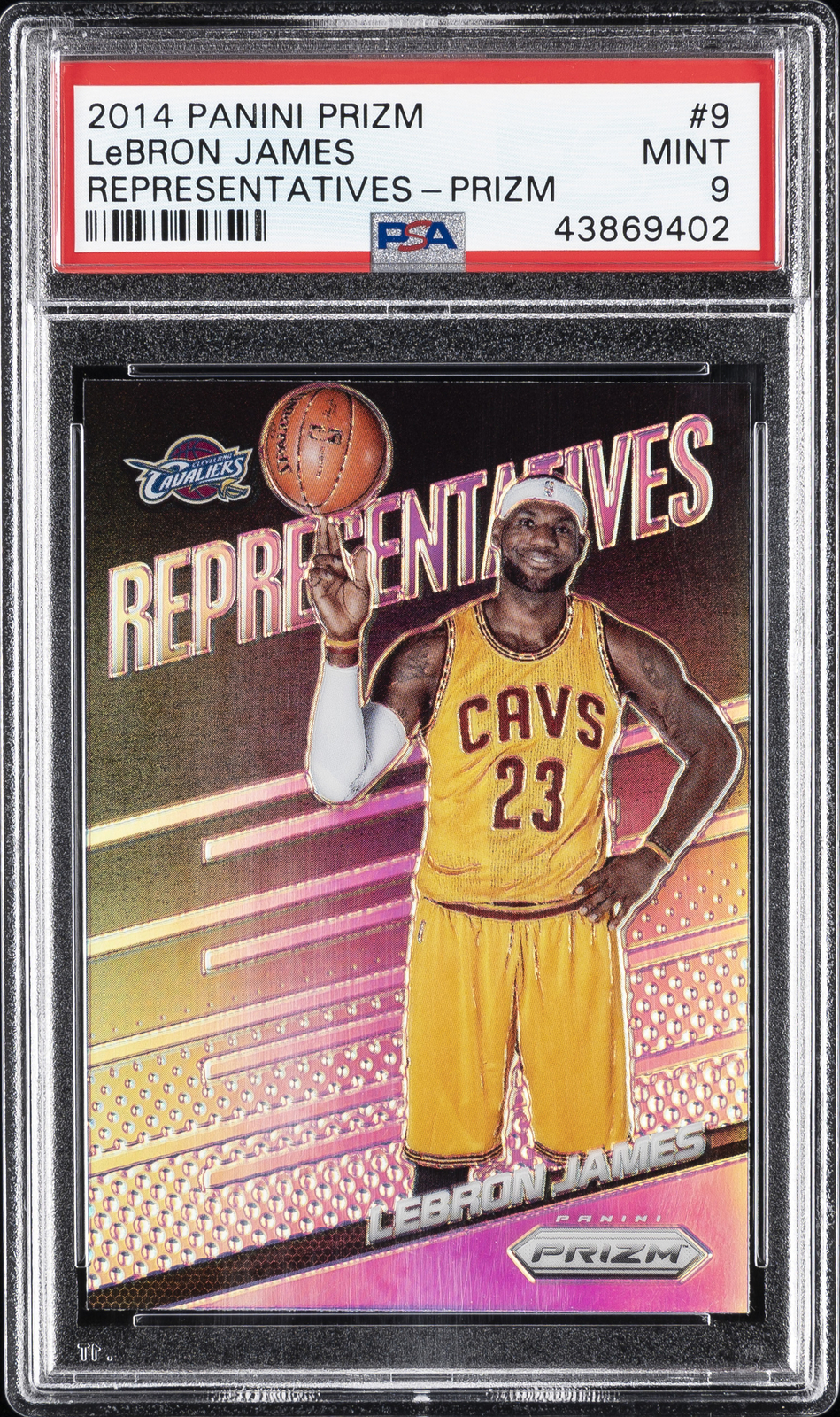 2014 PANINI PRIZM REPRESENTATIVES PRIZM #9 LEBRON JAMES PSA 9