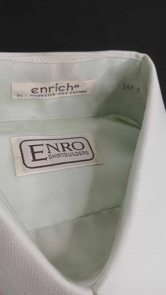 Camisa social vintage ENRO verde claro manga longa tamanho M/L (14²) novo estoque antigo - Imagem 4 de 4