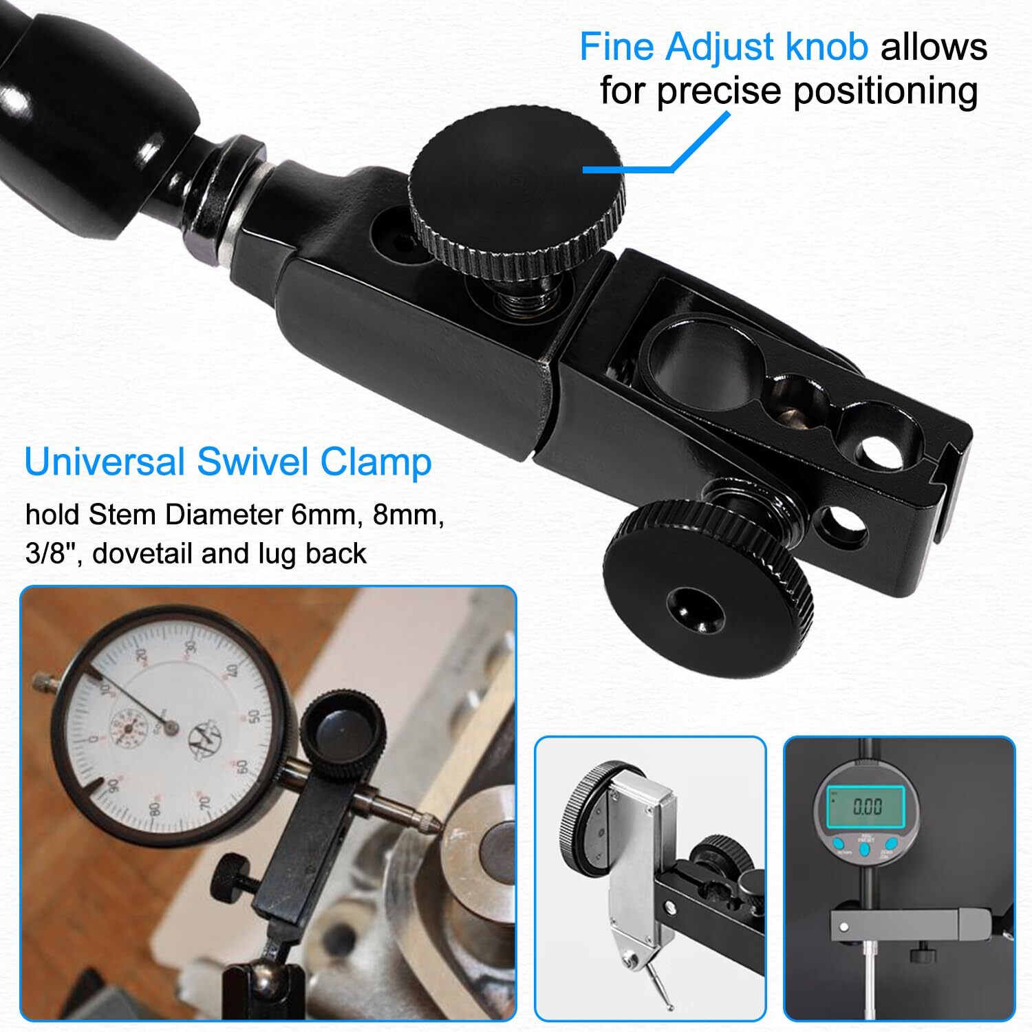 for Noga DG61003 Regular Duty Dial Gage Holder Mag Base w/Metal Fine Adjust