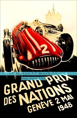 Geneva 1948 Monaco Grand Prix Vintage Poster Print Retro Style Wall Car Art
