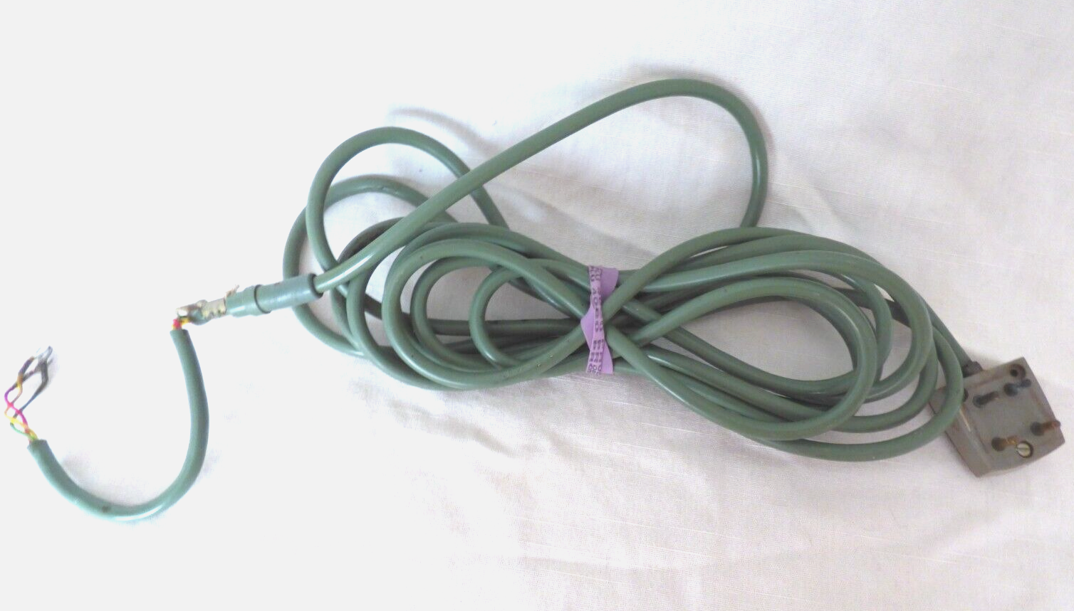 12' Vintage Bell System Green 3 line thick Phone Power Cord with 4
