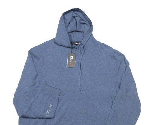 RLX Ralph Lauren Men's Blue Heather 100% Cashmere Pullover Hoodie - Picture 2 of 3