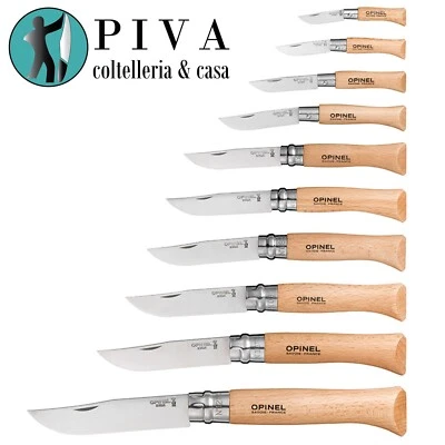 COLTELLO OPINEL ORIGINALE COLTELLERIA PIVA LAMA ACCIAIO INOX 10 MISURE DIVERSE