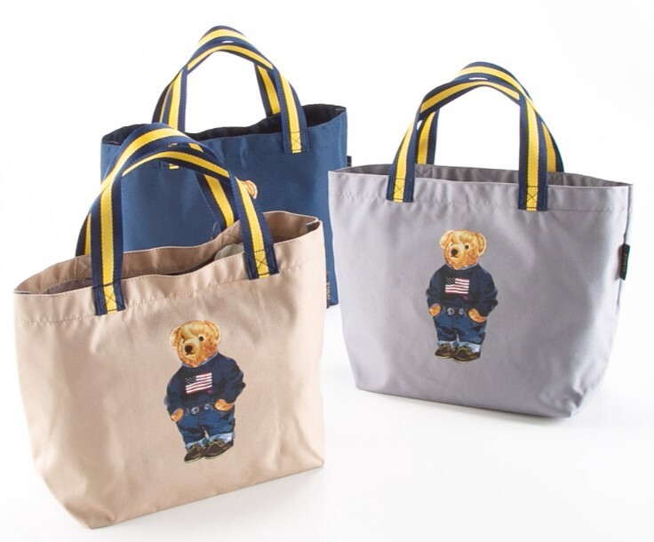 POLO Ralph Lauren Bear Denim Logo Tote A4 Bag Zip Pouch Set