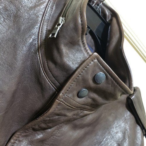 Banana Republic Jacket Mens XL Brown Leather Biker Military Bomber Lined 512431 - Picture 5 of 21